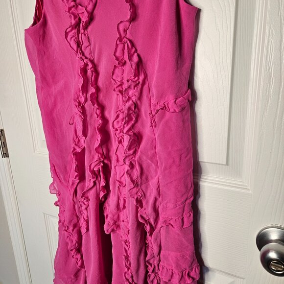 BCBG MAXAZRIA Hot Pink Ruffled mini dress size 6 - Picture 8 of 15
